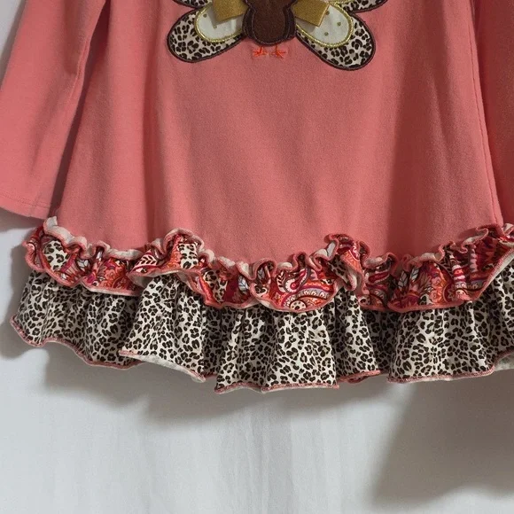 Bonnie Jean Pink & Brown 2-Piece Cotton Girls Outfit w/Turkey Applique.  Size 3T - Picture 4 of 10